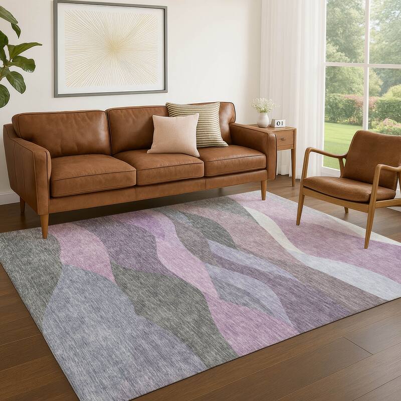Machine Washable Indoor/ Outdoor Modern Horizon Chantille Rug
