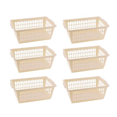 Small Plastic Storage Basket for Organizing Kitchen Pantry, Pack of 6
