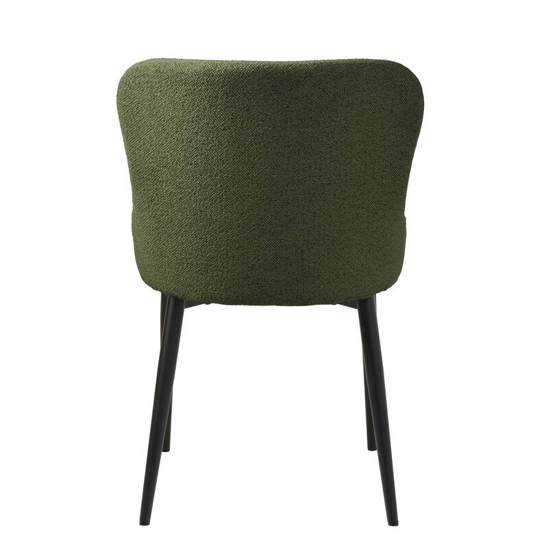 Rye Studio Boucle Dining Chairs with Black Steel Legs, Set of 2