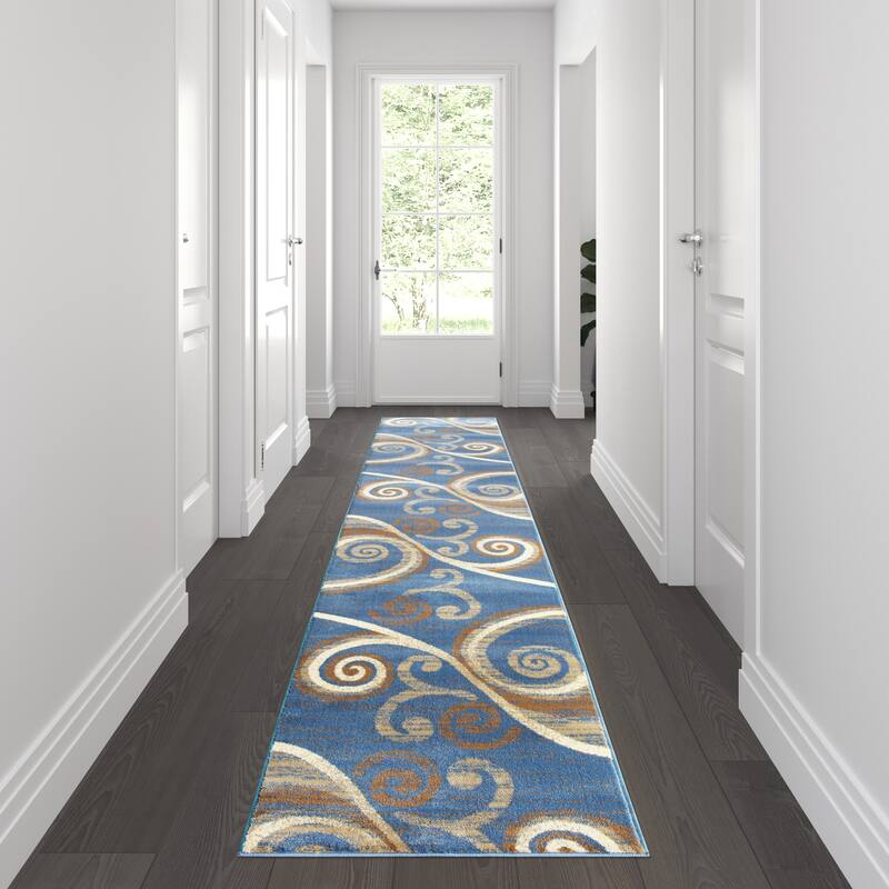 Modern Distressed Swirl Abstract Style Indoor Area Rug