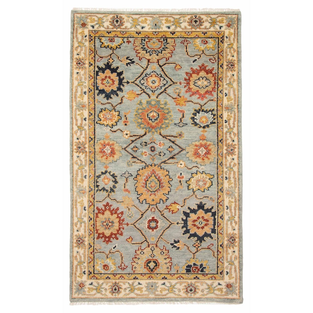 ECARPETGALLERY Hand-knotted Jules Serapi Light Blue Wool Rug - 4'10 x 8'2