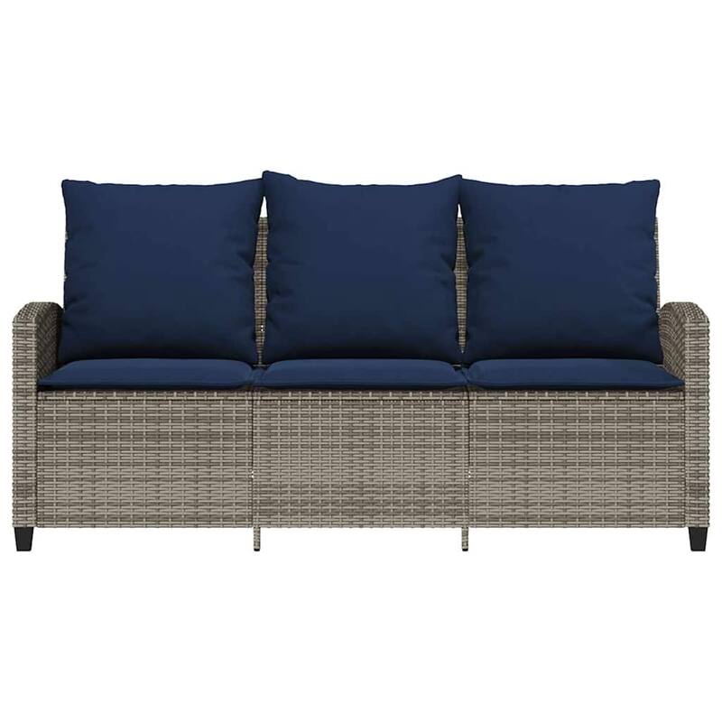 vidaXL Patio Sofa with Cushions Outdoor Seating Sectional Sofa Poly Rattan