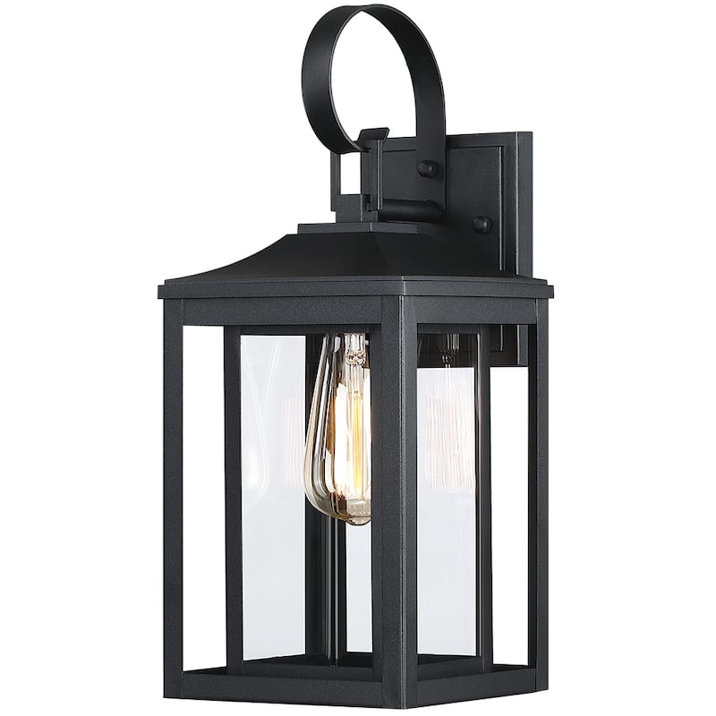 15.5"H 1-Light Black Outdoor Exterior Wall Lantern Sconce Light