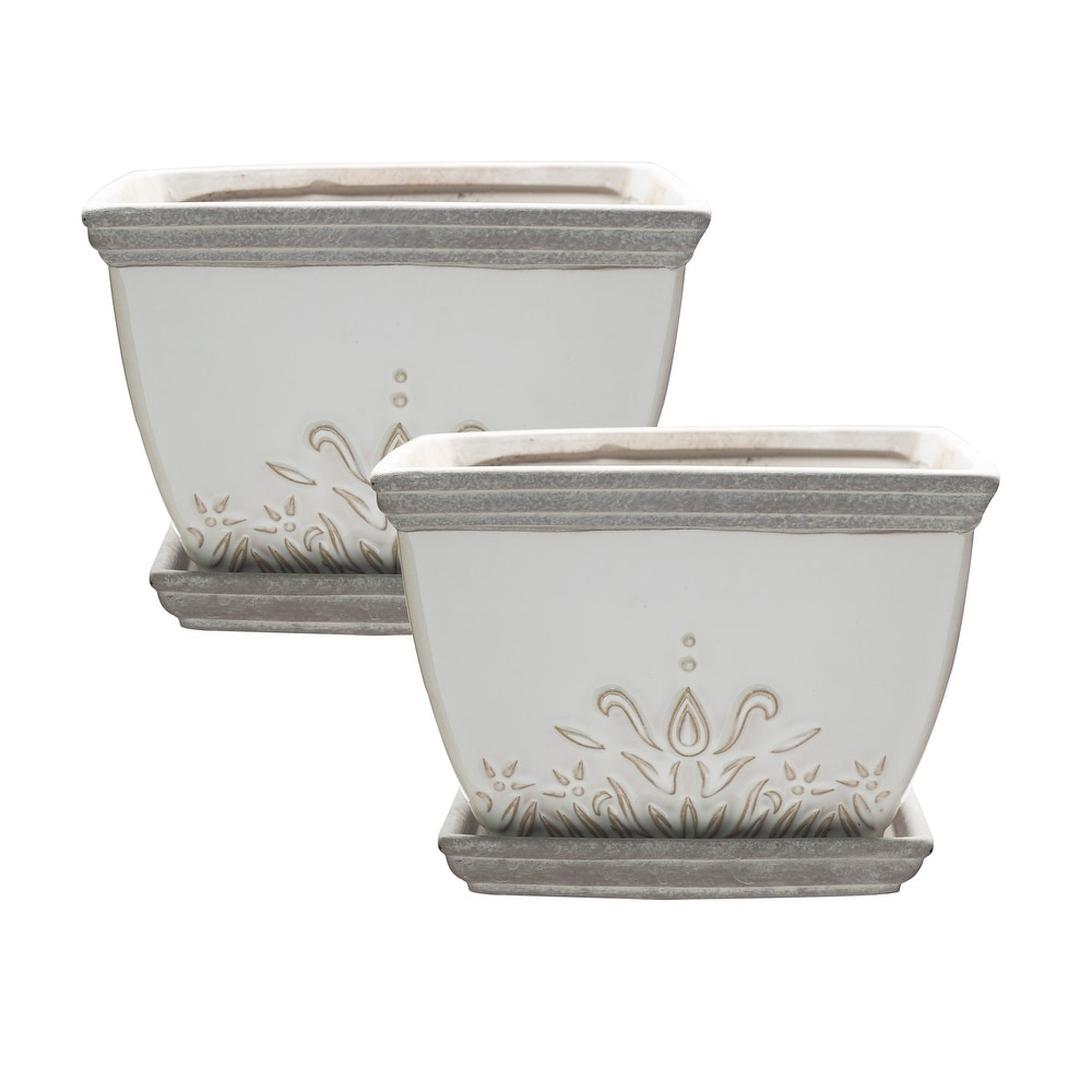 Flower Planter undefined5 inch Ceramic Plant Pots with Drainage Hole and  Ceramic Tray - Gardening Home Decoration - 8' x 10' - Bed Bath & Beyond -  34234878