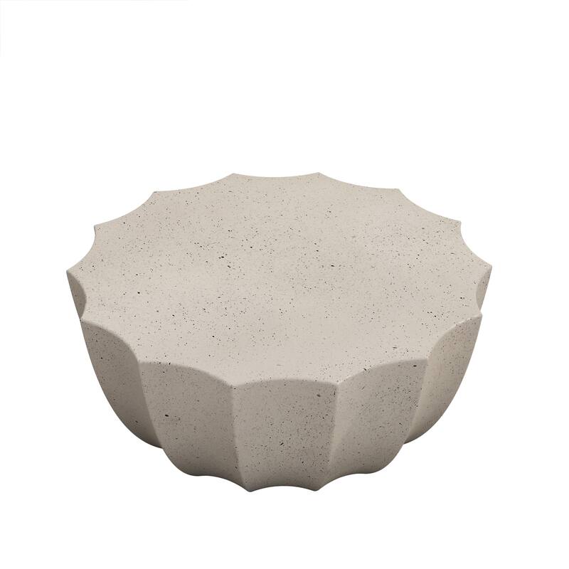 GDFStudio Thoren Magnesium Oxide Outdoor and Indoor Coffee Table with Weather-Resistant Surface