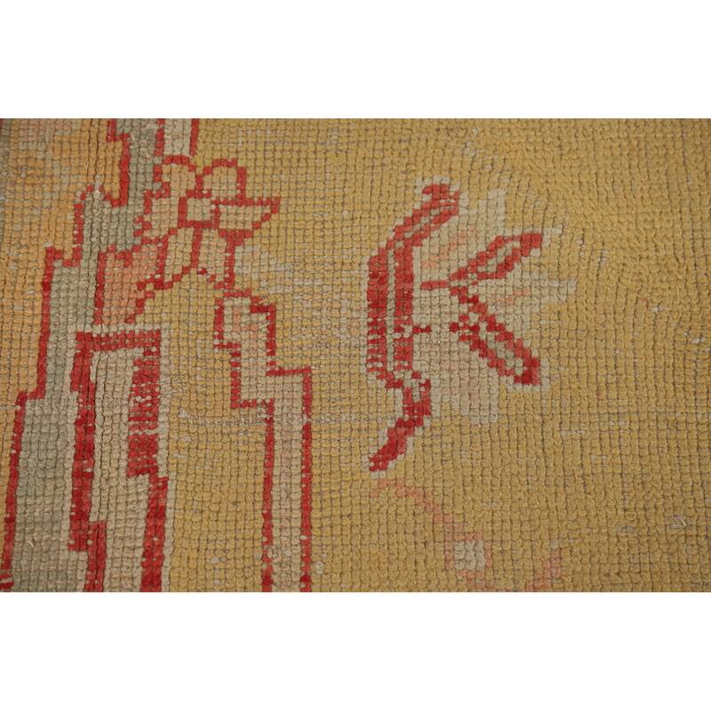Pre-1900 Antique Vegetable Dye Oushak Turkish Handmade Wool Carpet - 6'9" x 9'6"