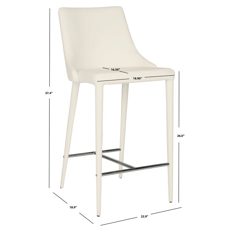 SAFAVIEH Soledad 26-inch White Counter Stool (Set of 2) - 22.9" x 18.9" x 37.4" - 23Wx19Dx37H