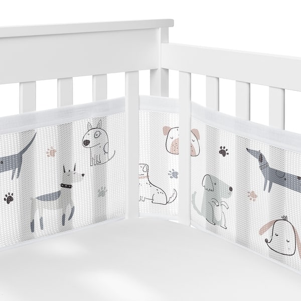 slide 2 of 6, Sweet Jojo Designs + BreathableBaby Breathable Mesh Crib Liner Pad Dog Boy, Girl, Unisex/Gender Neutral -Modern Puppy Watercolor
