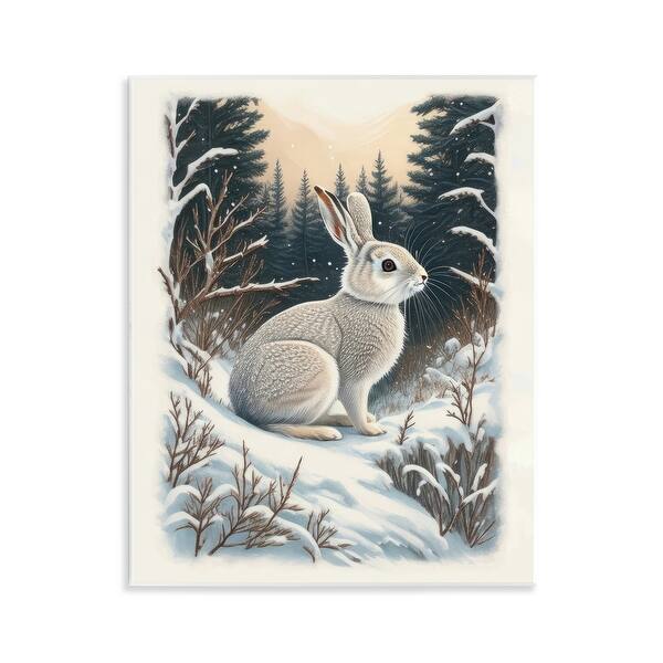 Stupell Rabbit in Winter Forest Wall Plaque Art Design By Denise Dundon ...