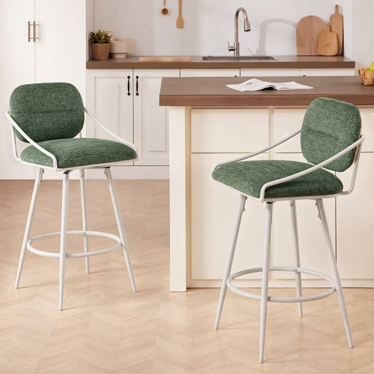 Art Leon Mid-century Modern Fabric Swivel Barstool