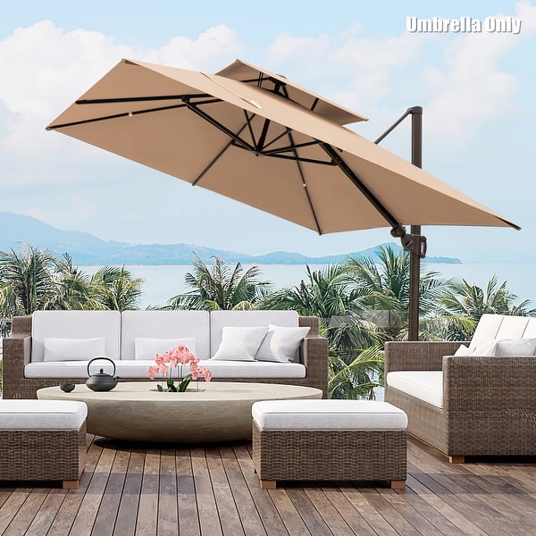 slide 1 of 40, Outdoor 10 x 10 ft Square Double Top Patio Cantilever Offset Umbrella