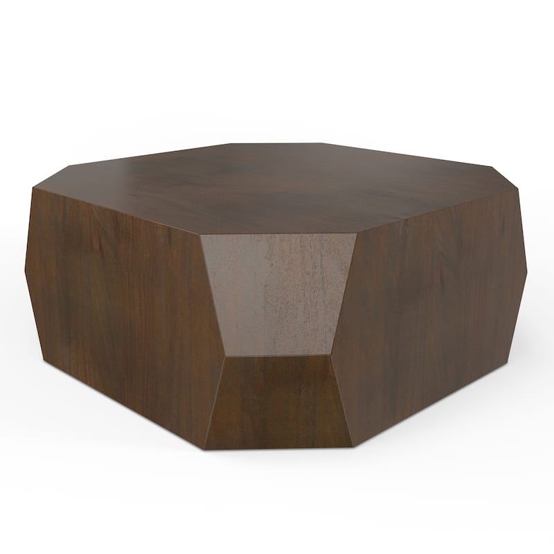 Wyndenhall Stamford 39" Wide Acacia Wood Contemporary Coffee Table in Walnut & Assembled