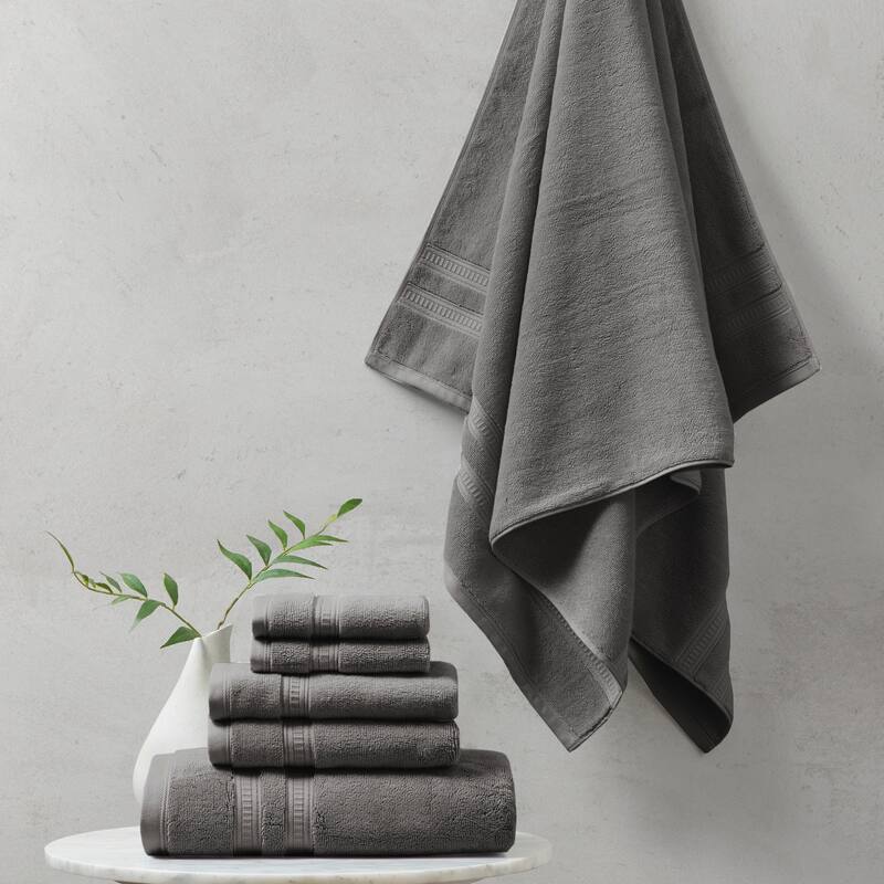 Plume 100-percent Cotton Feather Touch Antimicrobial Towel 6 Piece Set by Beautyrest - Charcoal
