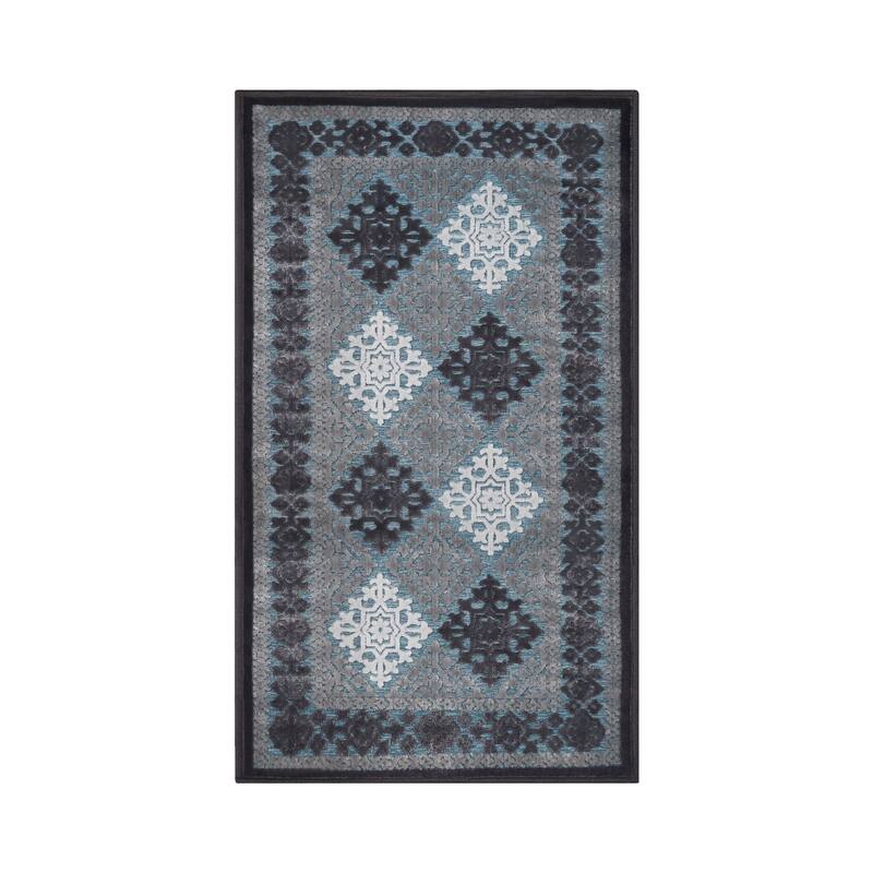 Superior Floral Medallion Sculpted High-Low Pile Polyester Area Rug