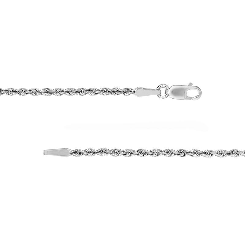 Curata 14k White Gold 1.8mm Hollow Rope Chain Necklace (Lobster)