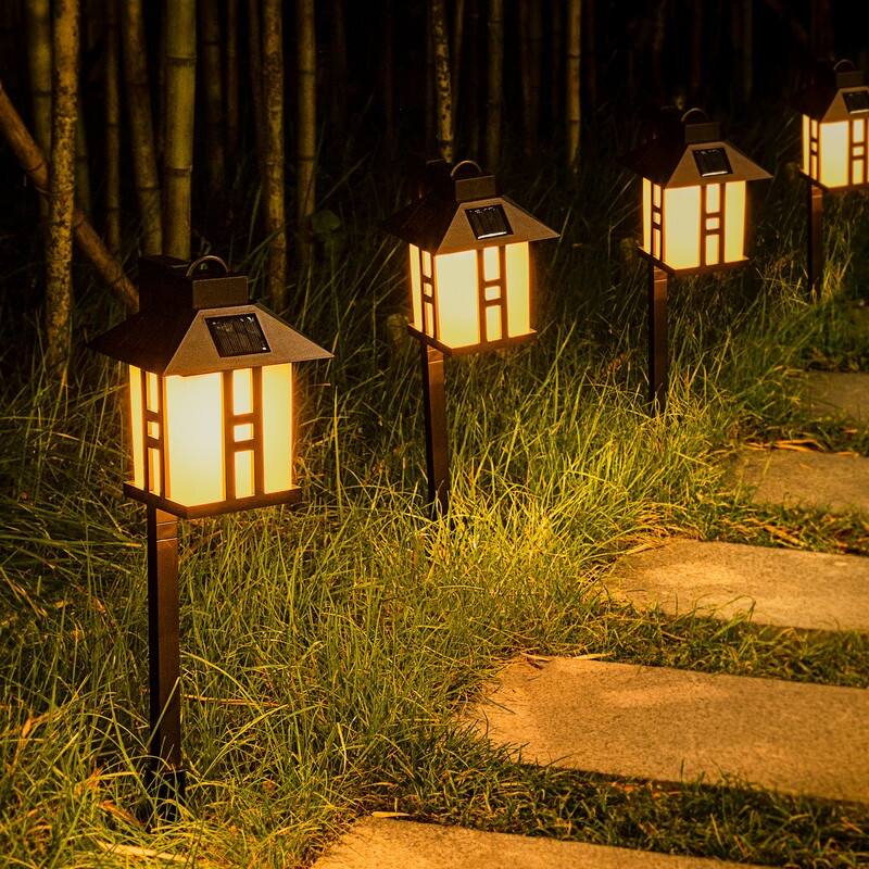 Soltoostar 2 Pack/4 Pack Solar Black LED Pathway Light - 4 Pack