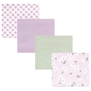 Hudson Baby Infant Girl Cotton Rich Flannel Receiving Blankets, Purple Dainty Floral, One Size - Purple Dainty Floral - One Size