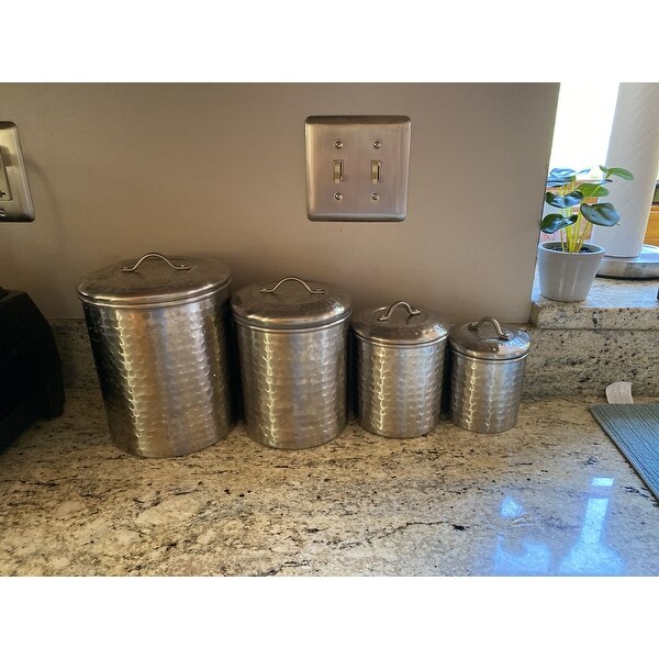 Old Dutch Hammered Brushed Nickel 4-piece Canister Set ...