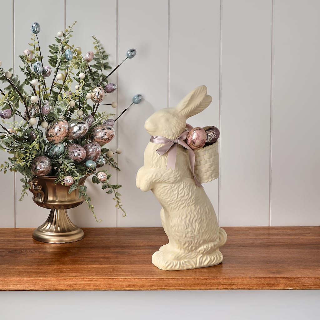 14" Resin Chocolate Bunny With Basket