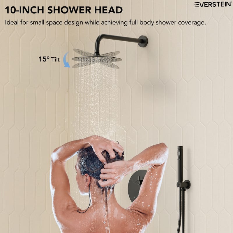 Pressure Balance 3-Functions Shower Head System, 10" Shower Faucet Set with Tub Faucet Spout