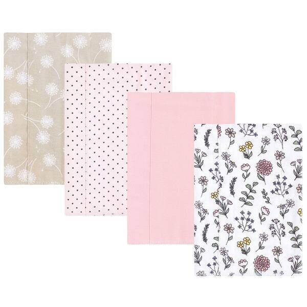 slide 1 of 1, Hudson Baby Infant Girl Cotton Flannel Burp Cloths, Dandelion Wish, One Size - Dandelion Wish 4 Pack - One Size One Size - Dandelion Wish 4 Pack