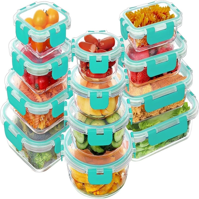 M MCIRCO 24-Piece Glass Food Storage Containers with Snap Locking Lids,  Green