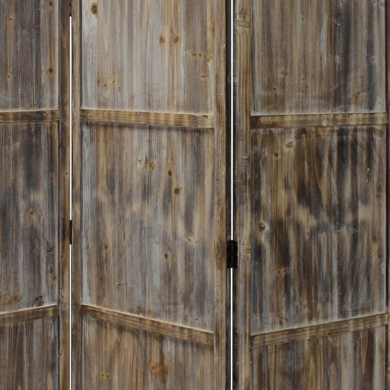 HomeRoots 1" x 63" x 72" Brown 3 Panel Solid Wood Fortress Screen - 63' X '72' X '1