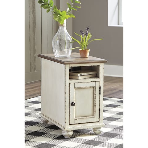 Realyn White/Brown Traditional Chair Side End Table