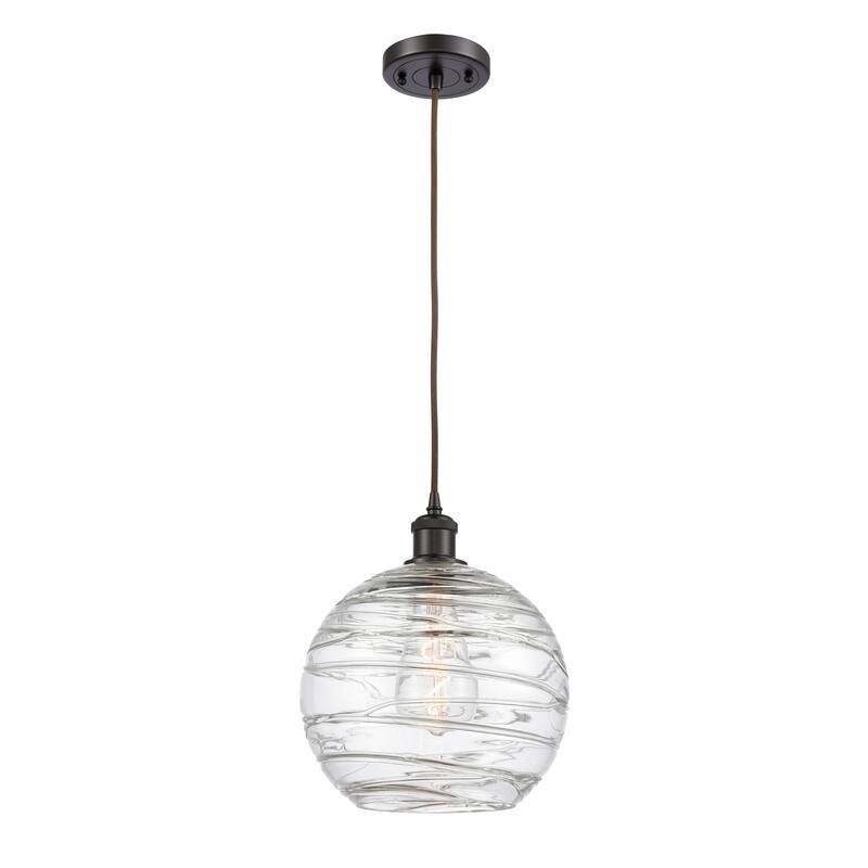 Innovations Lighting Ballston Athens Deco Swirl - 1 Light 10" Cord Hung Mini Pendant - Oil Rubbed Bronze