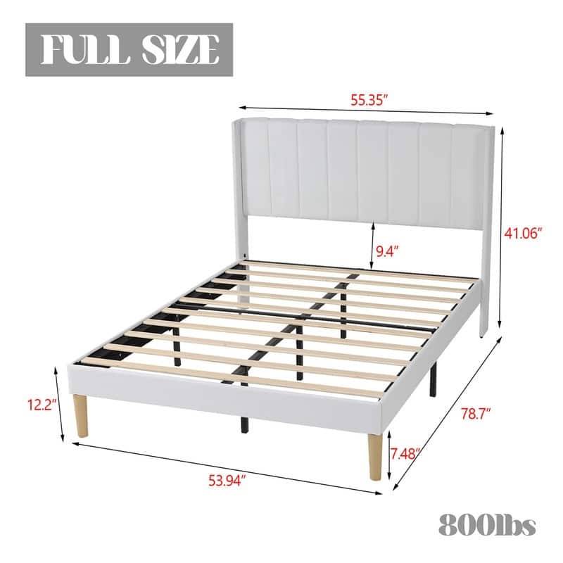 Caxkun Upholstered Platform Bed Frame with Wingback headboard