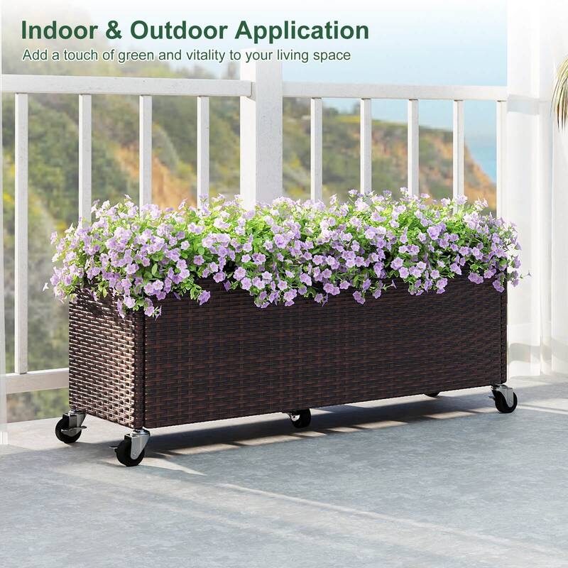 Costway 1/2 PCS Raised Garden Bed All-Weather PE Rattan Wicker Patio