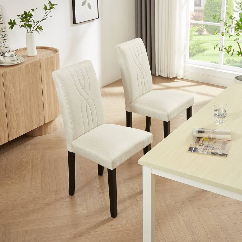 VECELO Upholstered Dining Chairs Set of 4 Modern Fabric and High Back & Solid Wood Legs, Parson Dining Chairs (Set of 4)