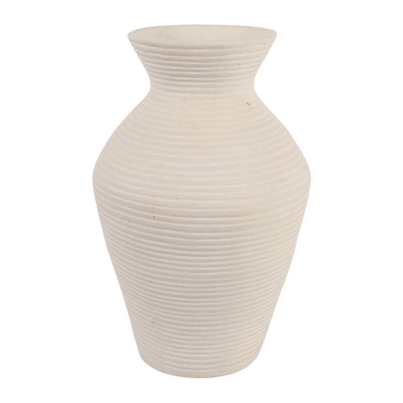 Sculptural Ribbed Paper Mache Table Vase - Stylish Tall Flower Vase