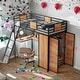 preview thumbnail 1 of 38, Modern Style Twin Size Loft bed with L-shape Desk and Wardrobe,4-step Ladder/Integrated Study Space Black