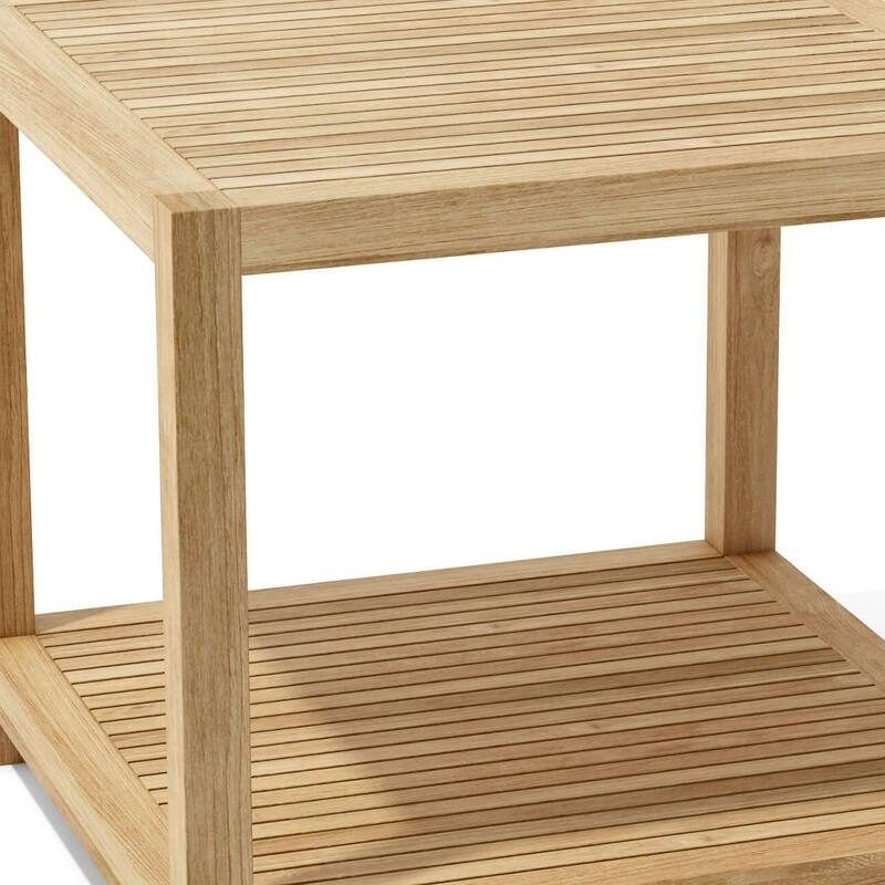 HomeRoots 22" Natural Square Solid Wood Outdoor Side Table