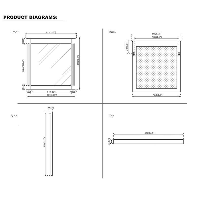 Modern 32'' W Bathroom / Vanity Mirror