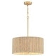 preview thumbnail 8 of 9, Jillian 4-Light Rattan Drum Chandelier Light with Brass Canopy - 18'' W