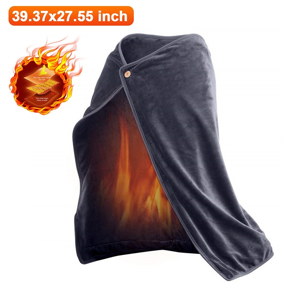 USB Electric Heated Velvet Blanket Shawl,Gray - Bed Bath u0026 Beyond - 37779851
