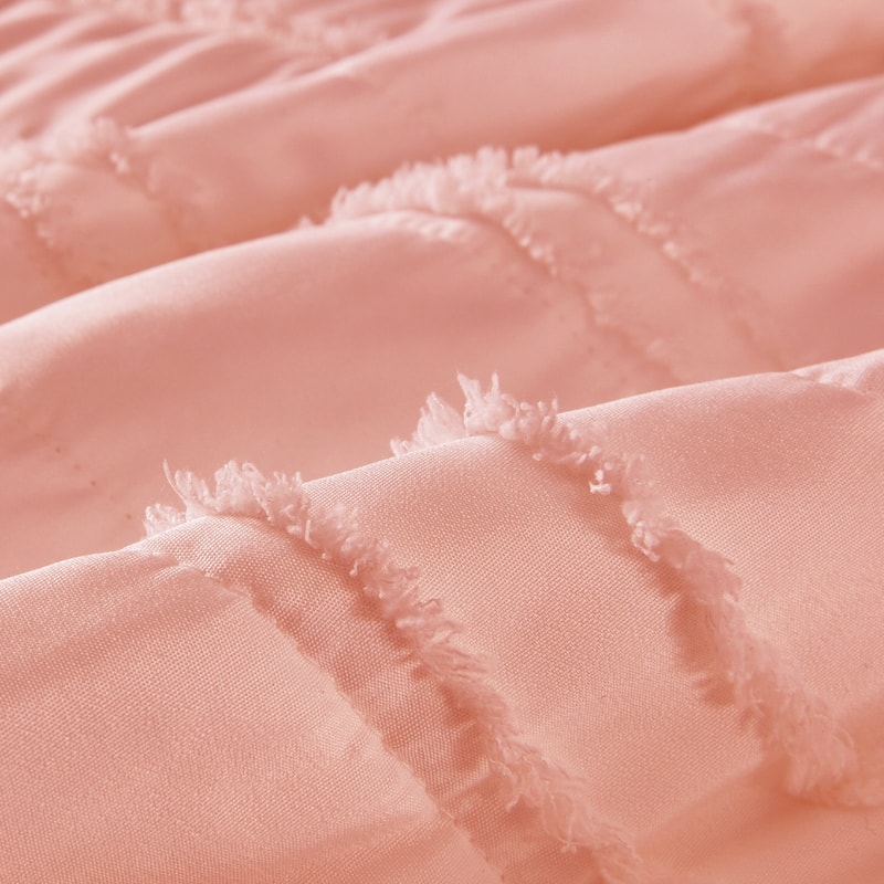 Beaute Living Ruffle Stripe Clip 3-piece Quilt Set