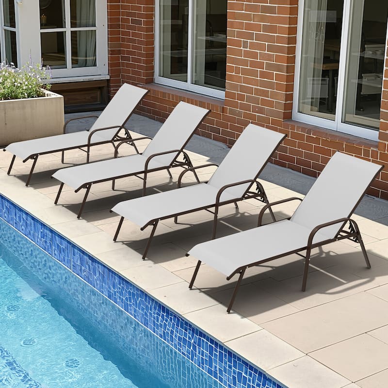 VredHom Outdoor Patio Adjustable Chaise Lounges Chairs