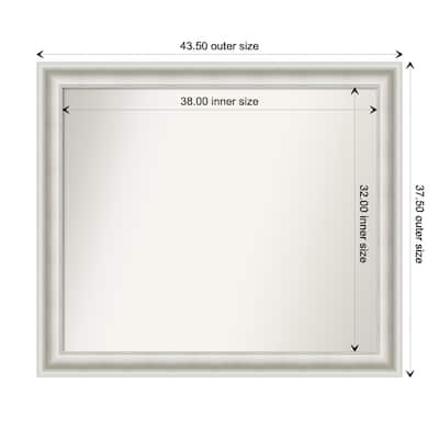 Parlor White Framed Non-Beveled Custom Wall Mirror, Bathroom Vanity Mirror