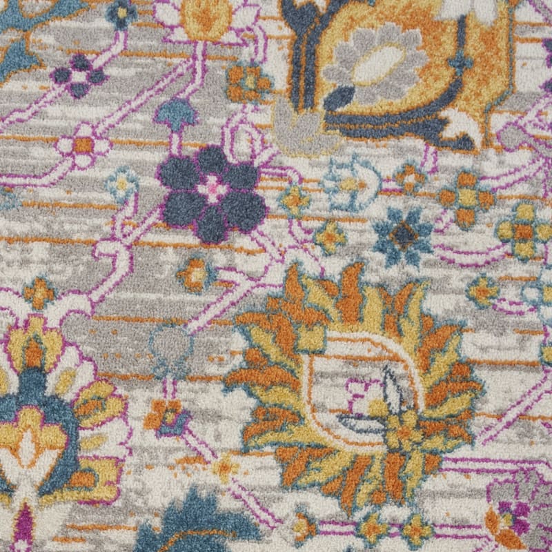 Romud Power Loomed Geometric Floral Area Rug By HomeRoots - 8' Round