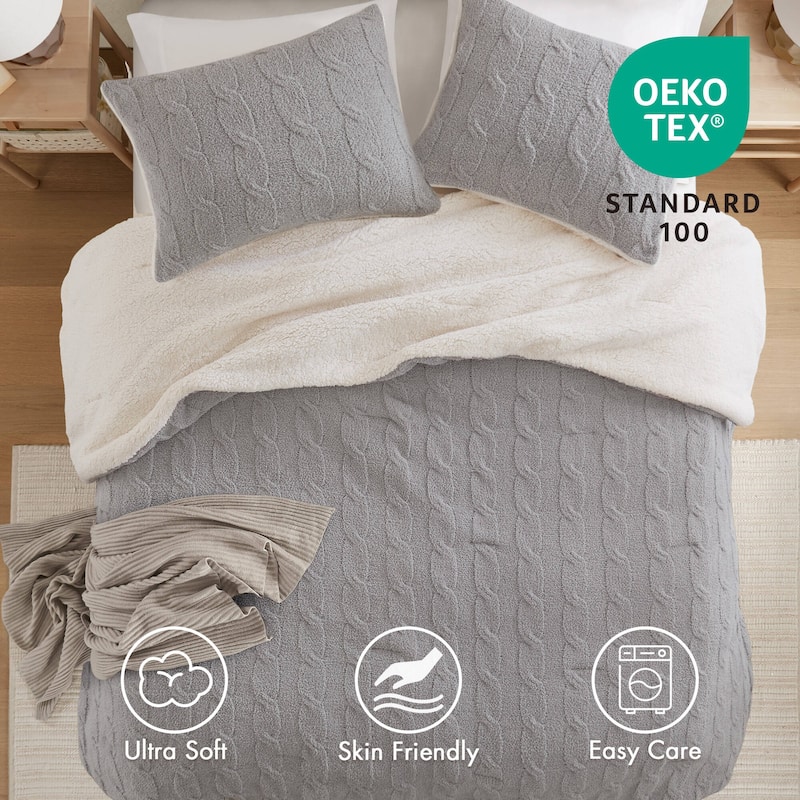 Madison Park Riordan Cable Knit Chenille Comforter Set