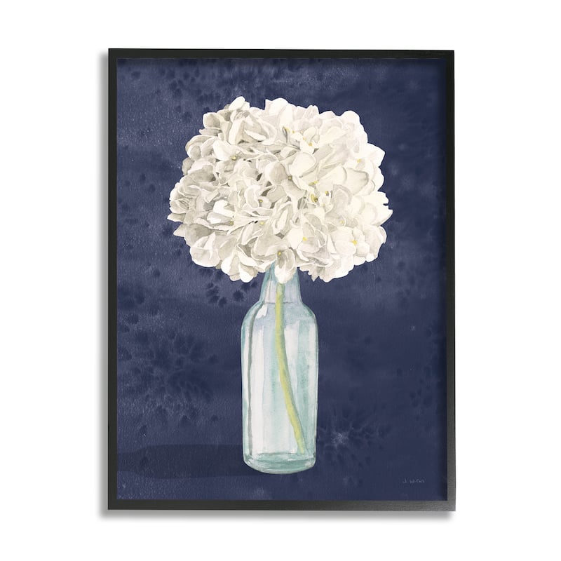 Stupell White Floral Bouquet in Bottle Blue Painting Framed Wall Art