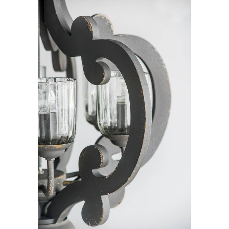 Farmhouse Chandelier, 6-Light Wood Chandelier Pendant Light Fixture with Adjustable Chain, Bulb Not Included