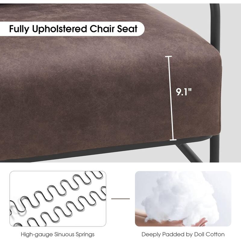 MCombo set of 2 Modern Accent Armchair with Steel Legs, Leathaire fabric HQ102