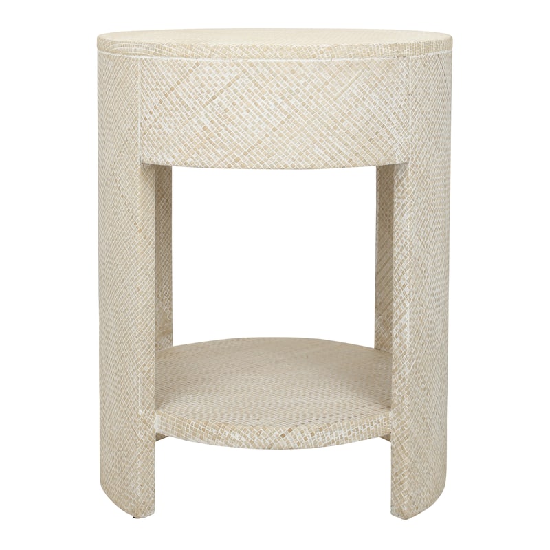 NPD Furniture Zivon Round Nightstand with 1 Drawer and Open Shelf
