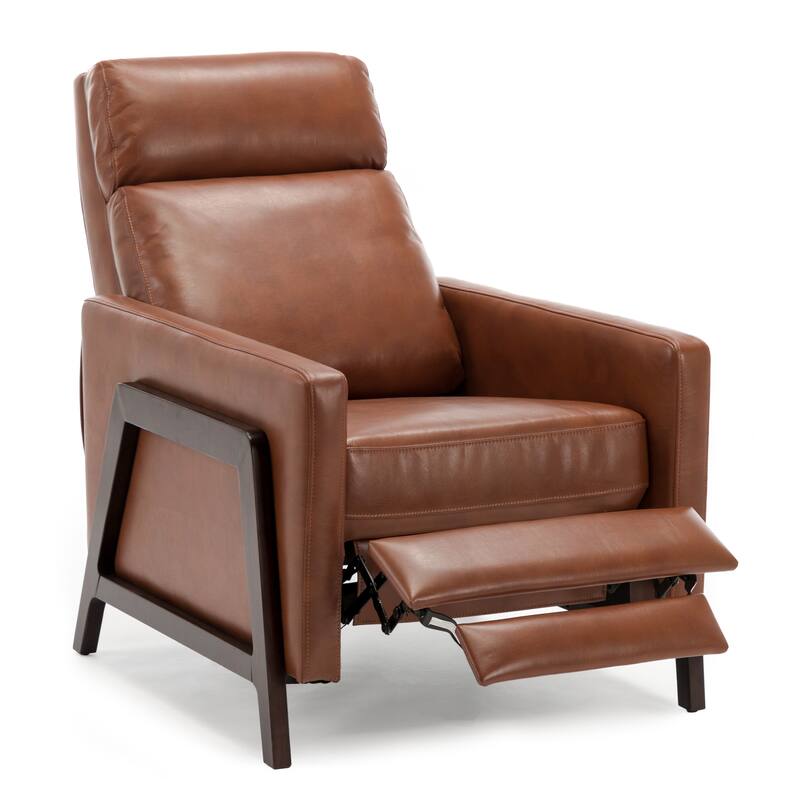 Brown Modern Upholstered Recliner with Solid Wood Frame