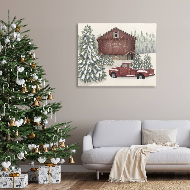 Stupell Winter Pine Tree Farm Canvas Wall Art Design By Linda Spivey