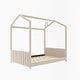 preview thumbnail 12 of 30, Semi-enclosed Low Profile Bed, Wood Playhouse Bed Frame with Velvet Strips Headboard and Footboard for Kids, Teens